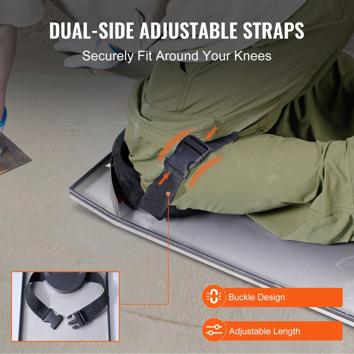 Concrete Knee Boards Stainless Steel, 30'' x 10'' Concrete Sliders, Knee Boards For Concrete, Concrete Knee Pads Moving Sliders, with Knee Pads & Board Straps for Cement and Concrete Finishing