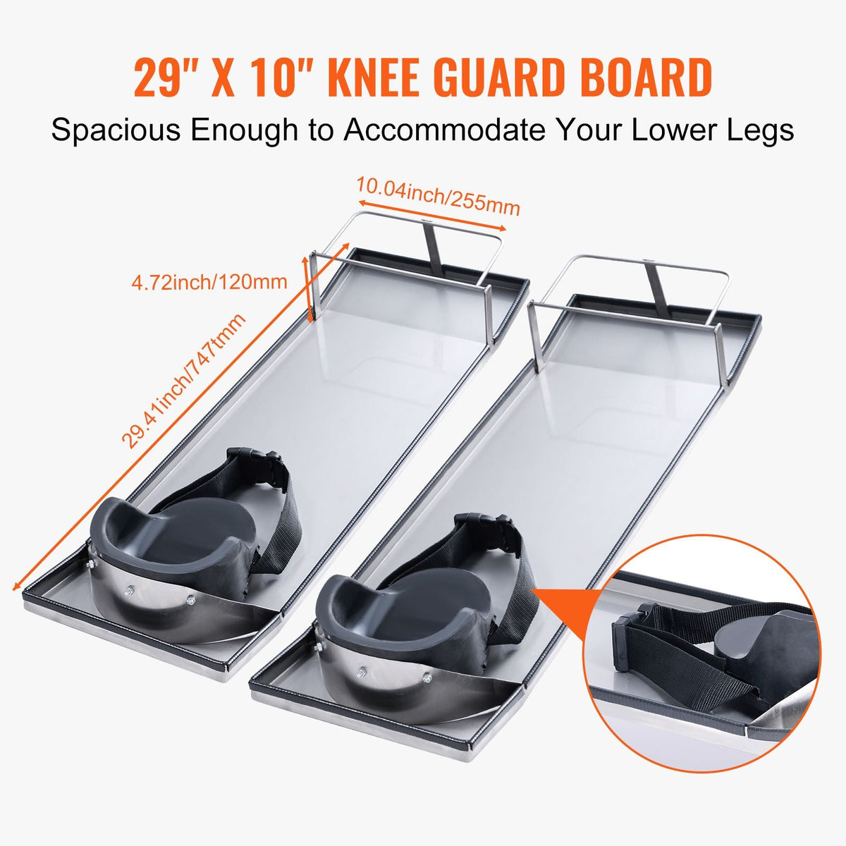 Concrete Knee Boards Stainless Steel, 30'' x 10'' Concrete Sliders, Knee Boards For Concrete, Concrete Knee Pads Moving Sliders, with Knee Pads & Board Straps for Cement and Concrete Finishing