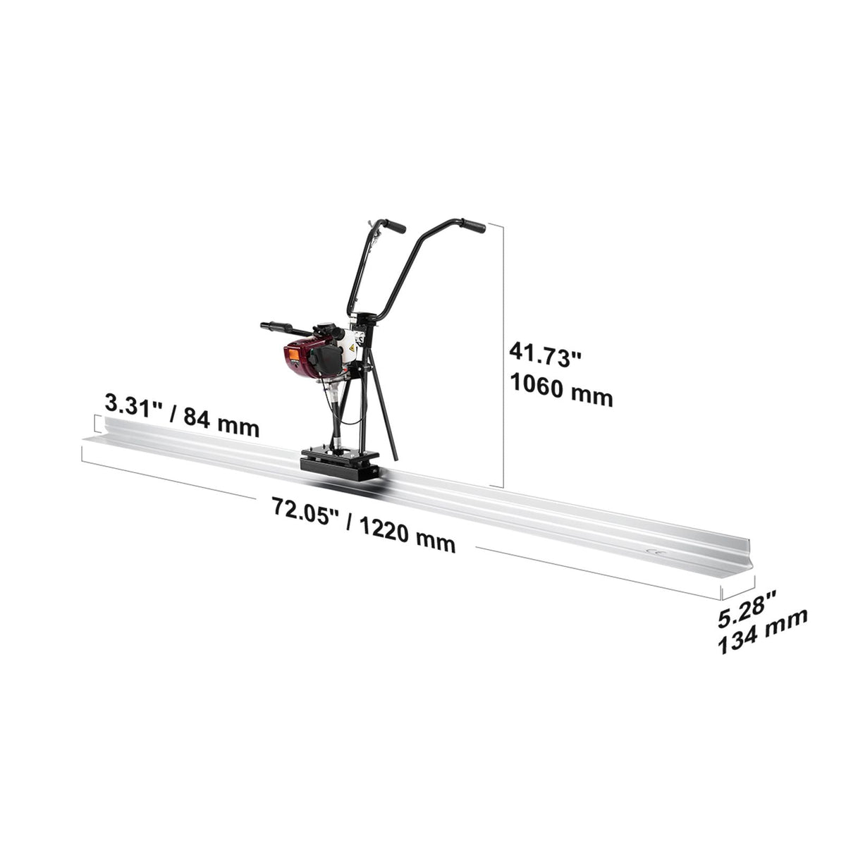 Concrete Power Screed, 4 ft Aluminum Board Straight Edge Bar Set, 4 Stroke Cement Finishing Vibrating Motor with Height Adjustable Handles, High Efficient Concrete Tool 6500RPM