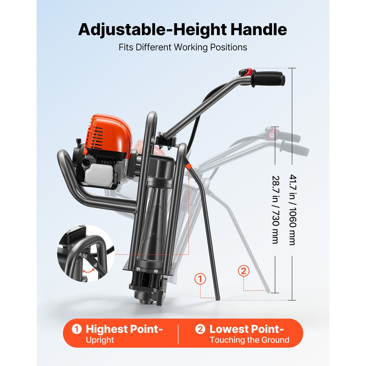Concrete Power Screed Gas-Powered Leveling Tool 12 ft Aluminum Board, 1.16HP Engine, 4 Stroke Vibrating Screed, Handle Height Adjustable, Support Legs for Patio, Driveway, Floor Finishing