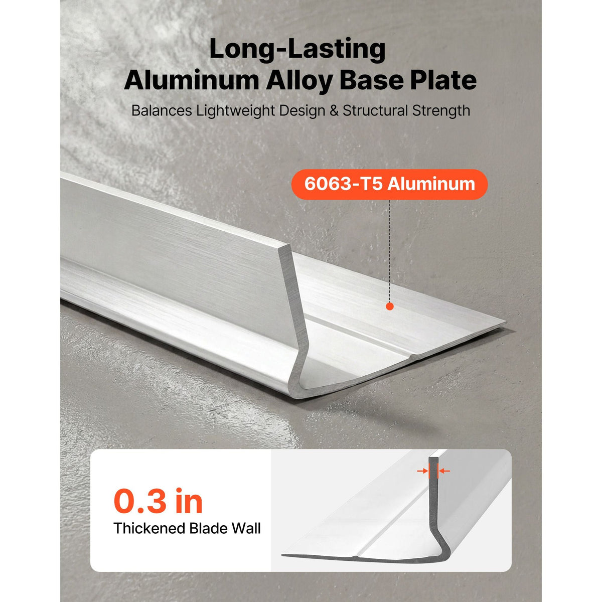 Concrete Screed Blade 6 ft Length Aluminum Alloy Board Leveling Tool, 5.3 in Wide Straight Edge, Wide Coverage, Replacement Surface Leveler for Driveway, Patio, Sidewalk, Garage Floor Finishing