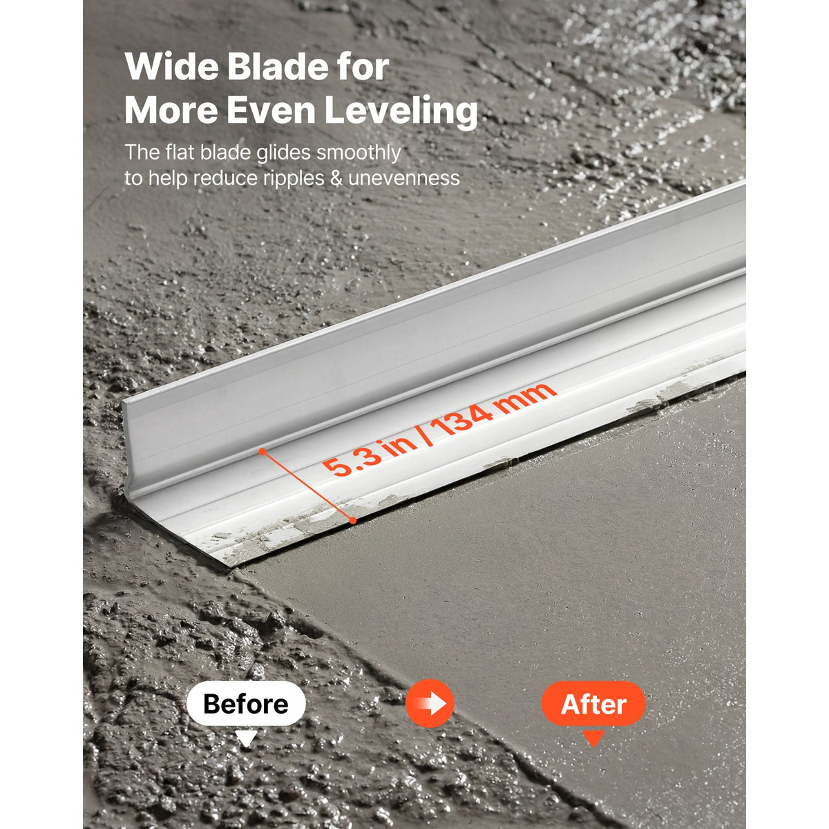 Concrete Screed Blade 8 ft Length Aluminum Alloy Board Leveling Tool, 5.3 in Wide Straight Edge, Wide Coverage, Replacement Surface Leveler for Driveway, Patio, Sidewalk, Garage Floor Finishing