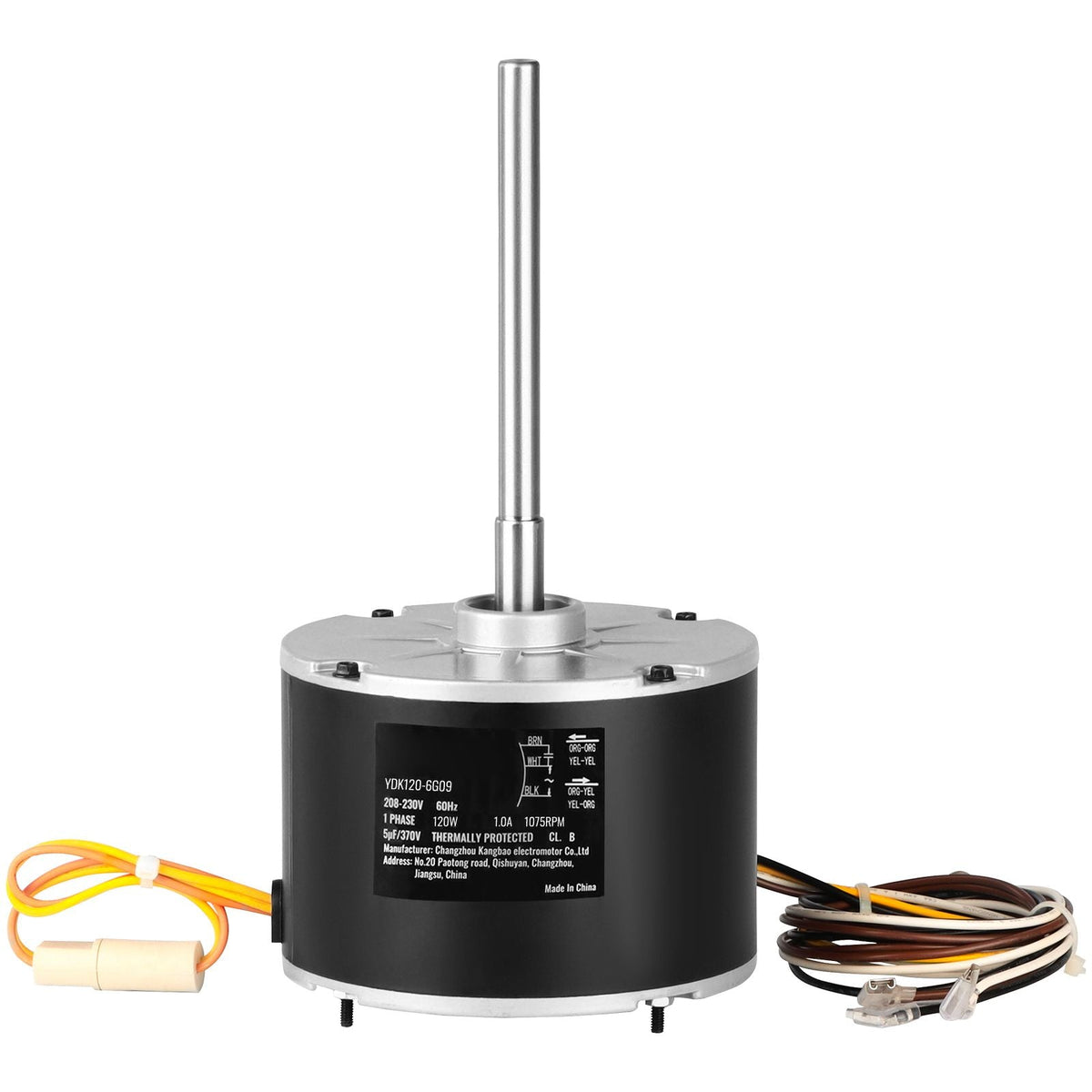 Condenser Fan Motor OGD1016, 1/6 HP 208-230V Condenser Fan Motor 1075RPM, OEM Standard Upgraded Replacement Condenser Motor Reversible Rotating, Explosion-proof CBB65 5μF/370V Capacitor