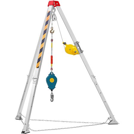 Confined Space Tripod Kit, Confined Space Tripod 7' Legs and 98' Cable, Confined Space Rescue Tripod 32.8' Fall Protection, 1200 lbs Winch, Harness, Storage Bag