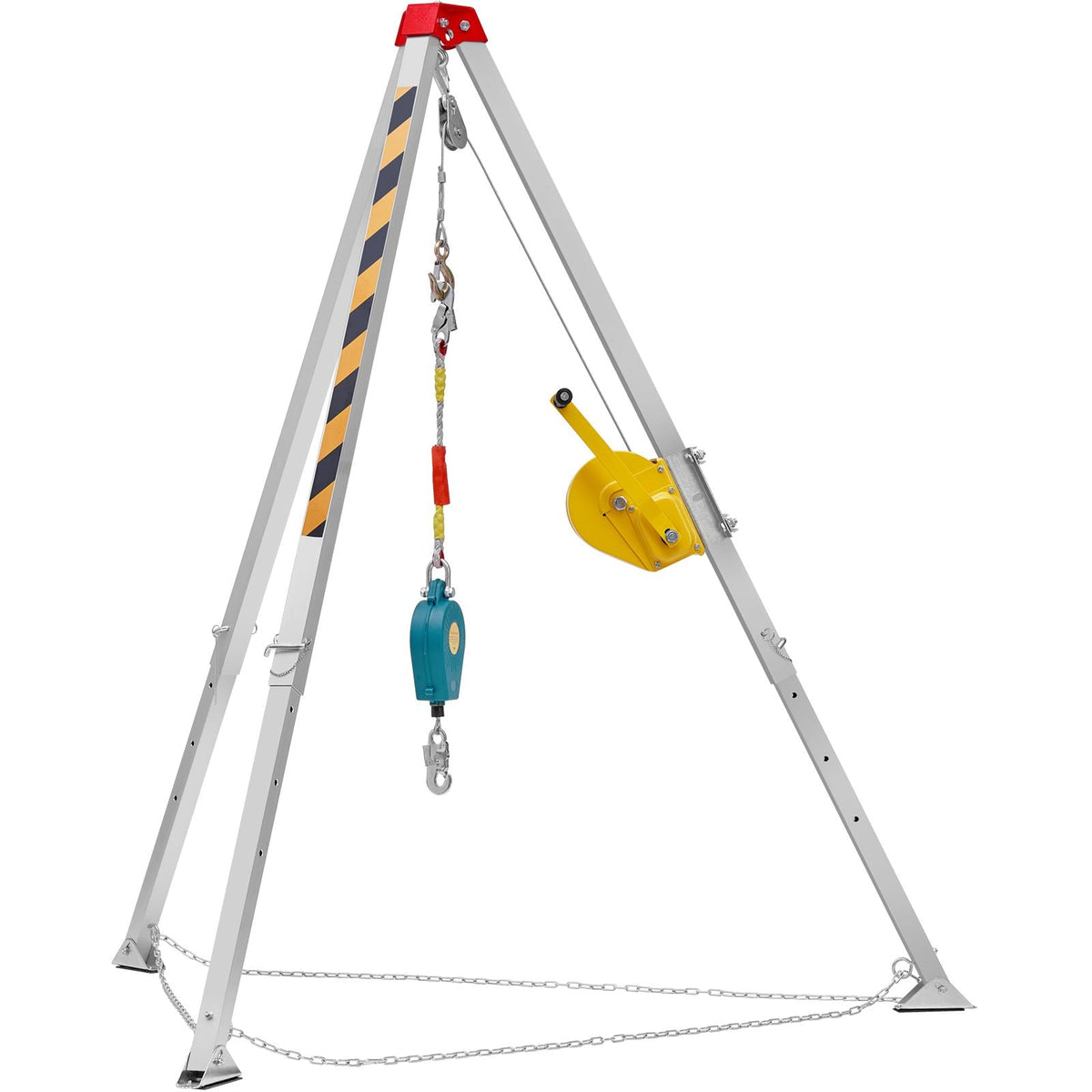 Confined Space Tripod Kit, Confined Space Tripod 7' Legs and 98' Cable, Confined Space Rescue Tripod 32.8' Fall Protection, 1800 lbs Winch, Harness, Storage Bag
