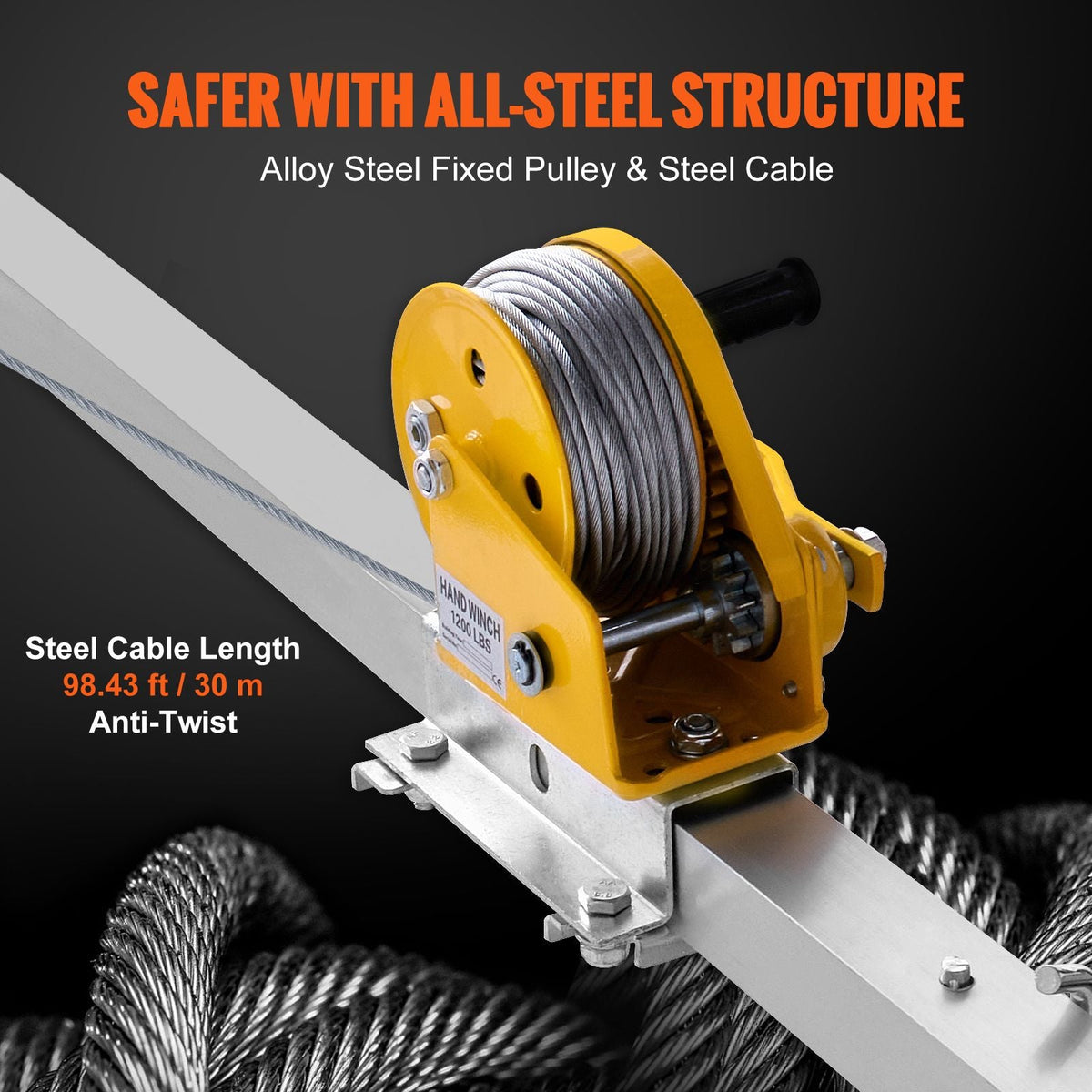 Confined Space Tripod Kit, Confined Space Tripod 7' Legs Bracket and 98' Cable, Confined Space Rescue Tripod 32.8' Fall Protection, 1200 lbs Winch, Storage Bag
