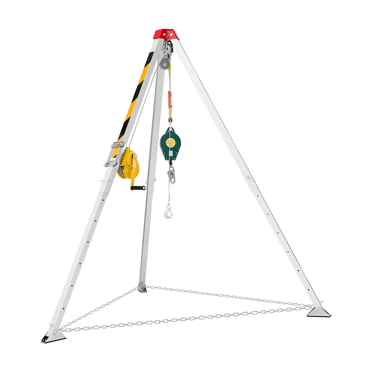 Confined Space Tripod Kit, Heavy Duty Rescue Tripod Lifting Hoist 1200 lbs Winch, 4.1 ft Adjustable Legs, 65 ft Cable Portable Kit, 32.8 ft Fall Protection, 4.40-7.05 ft Working Height