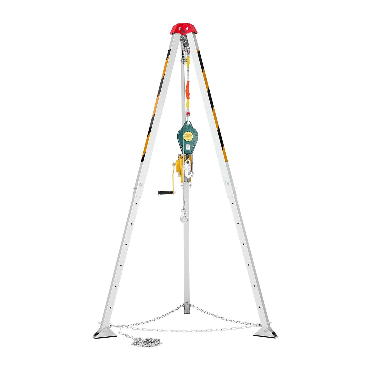 Confined Space Tripod Kit, Heavy Duty Rescue Tripod Lifting Hoist 1200 lbs Winch, 4.1 ft Adjustable Legs, 98.5 ft Cable Portable Kit, 32.8 ft Fall Protection, 4.40-7.05 ft Working Height