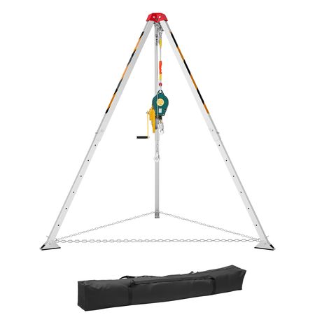Confined Space Tripod Kit, Heavy Duty Rescue Tripod Lifting Hoist 1800 lbs Winch, 4.1 ft Adjustable Legs, 65 ft Cable Portable Kit, 32.8 ft Fall Protection, 4.40-7.05 ft Working Height