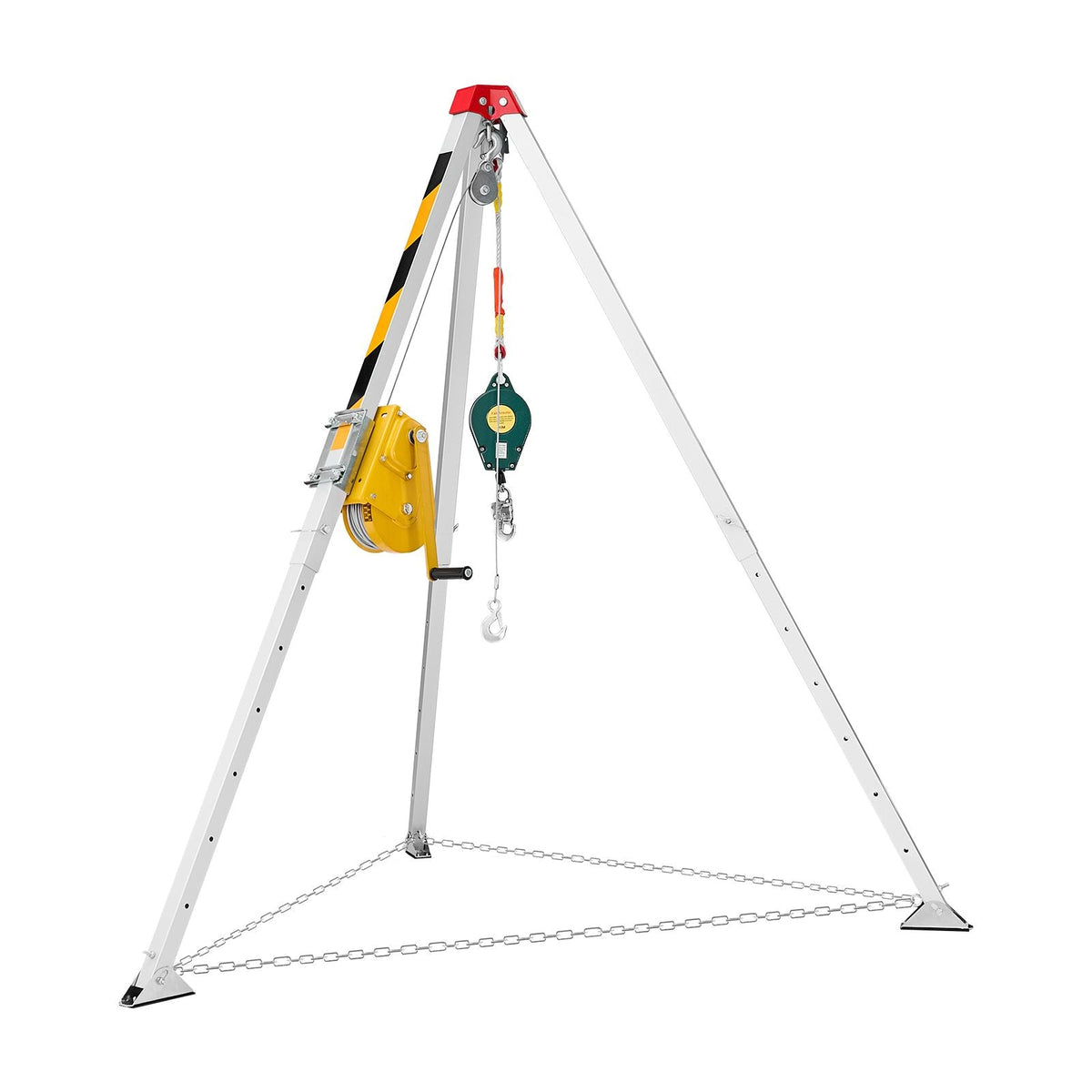 Confined Space Tripod Kit, Heavy Duty Rescue Tripod Lifting Hoist 1800 lbs Winch, 4.1 ft Adjustable Legs, 65 ft Cable Portable Kit, 32.8 ft Fall Protection, 4.40-7.05 ft Working Height