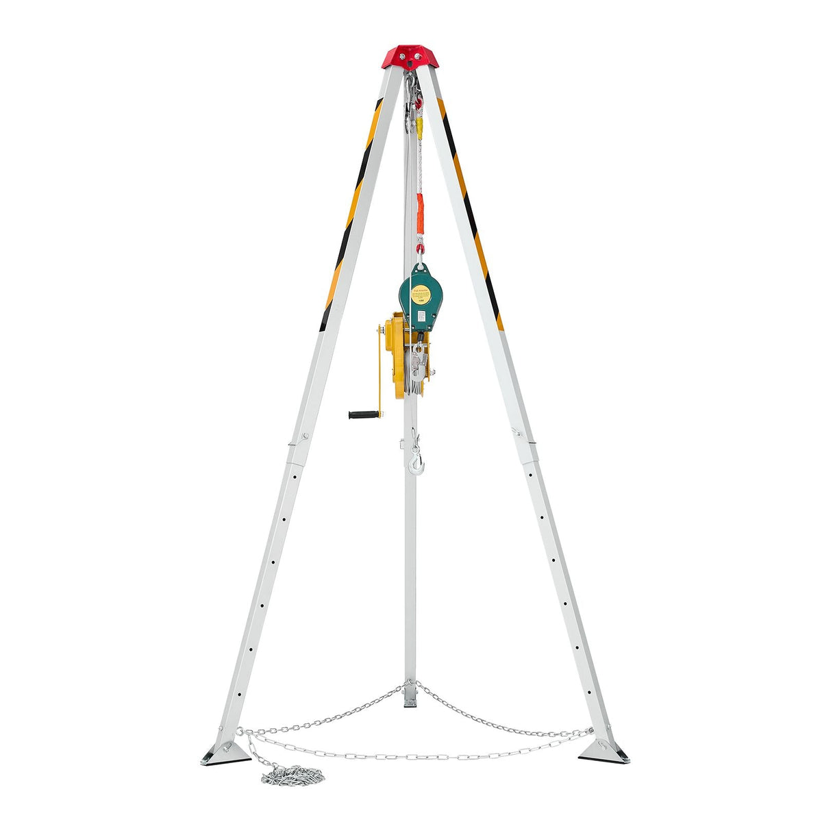 Confined Space Tripod Kit, Heavy Duty Rescue Tripod Lifting Hoist 2600 lbs Winch, 4.76 ft Adjustable Legs, 98.5 ft Cable Portable Kit, 32.8 ft Fall Protection, 5.25-8.04 ft Working Height
