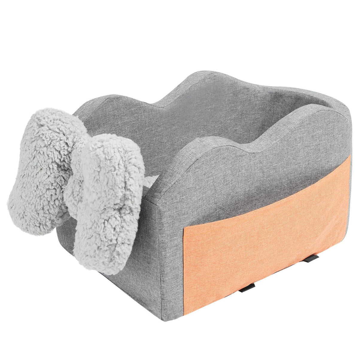 Console Dog Car Seat, Center Console Dog Booster Seat for Small Dog, Pet Car Seat for Car Armrest with Clip-On Leash, Adjustable Straps, Supports up to 8lbs, Dark Gray
