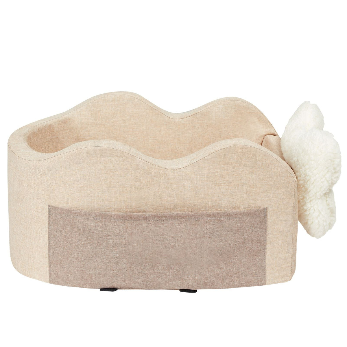 Console Dog Car Seat, Center Console Dog Booster Seat for Small Dog, Pet Car Seat for Car Armrest with Clip-On Leash, Adjustable Straps, Supports up to 8lbs, Light Brown