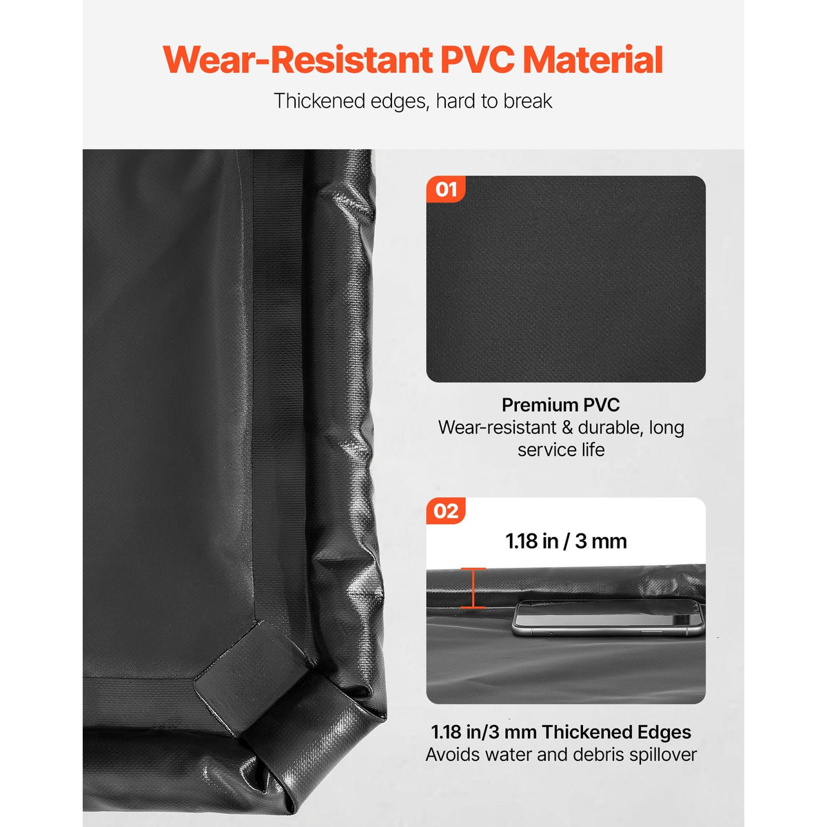 Containment Mat, 7 ft 9 in x 16 ft, Non-Slip PVC Garage Floor Mat with a Cleaning Squeegee, Heavy Duty Durable Waterproof Containment Protection from Snow, Rain and Mud for Cars Parking, Black