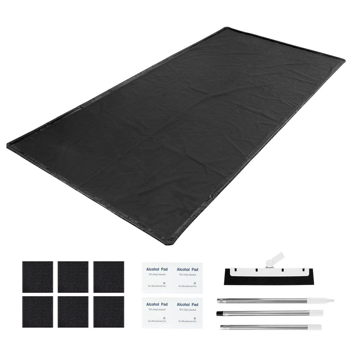 Containment Mat, 7 ft 9 in x 16 ft, Non-Slip PVC Garage Floor Mat with a Cleaning Squeegee, Heavy Duty Durable Waterproof Containment Protection from Snow, Rain and Mud for Cars Parking, Black