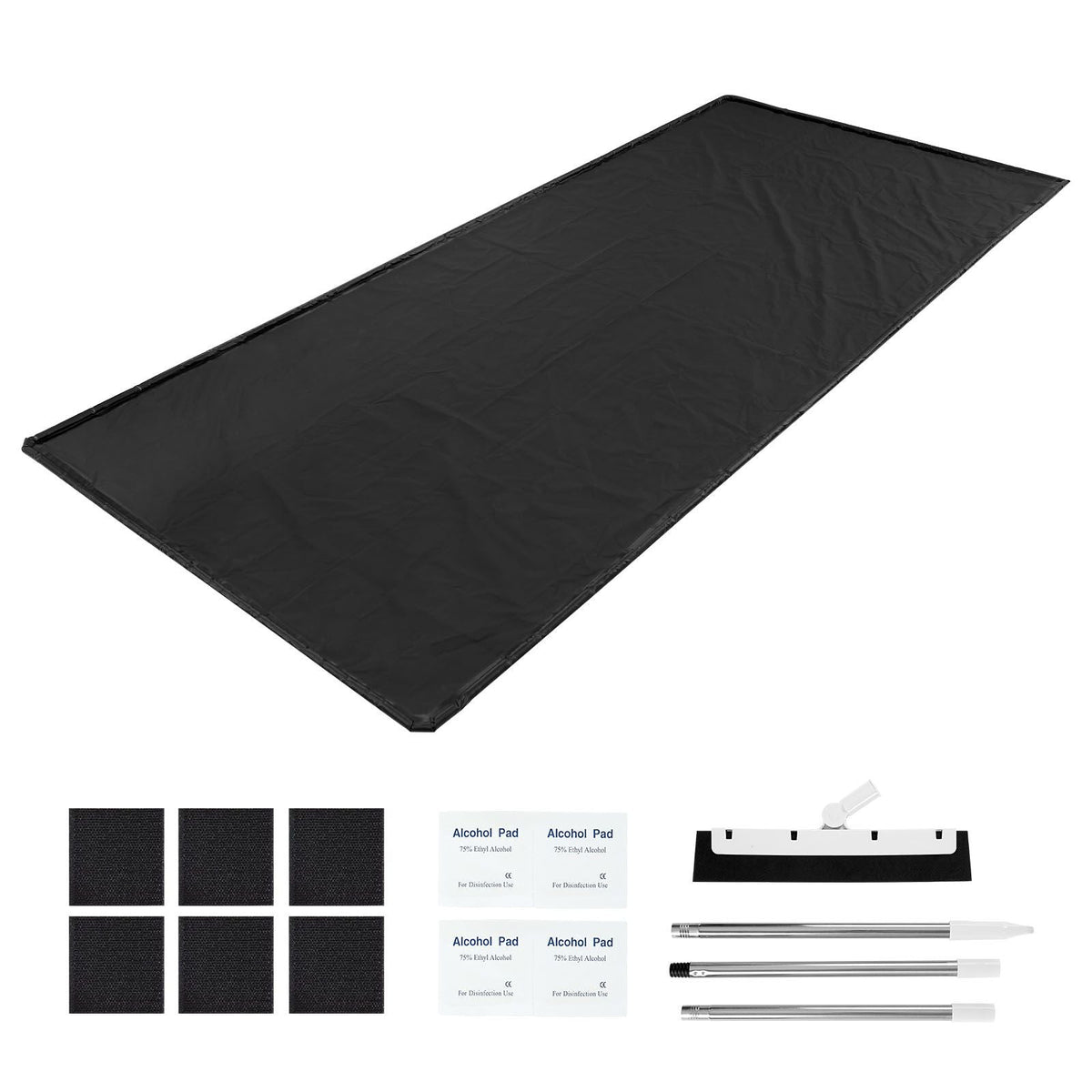 Containment Mat, 8 ft 6 in x 20 ft, Non-Slip PVC Garage Floor Mat with a Cleaning Squeegee, Heavy Duty Durable Waterproof Protection from Snow, Rain and Mud for Cars SUVs Trucks Parking, Black