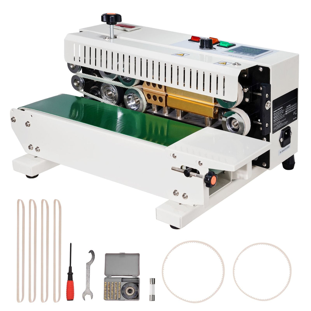 Continuous Bag Band Sealing Machine, 0.24-0.47 in/6-12 mm Seal Width, Horizontal Band Sealer Machine with Digital Temperature Control, Bag Sealer for 0.02-0.8 mm Plastic Bags with Count Function