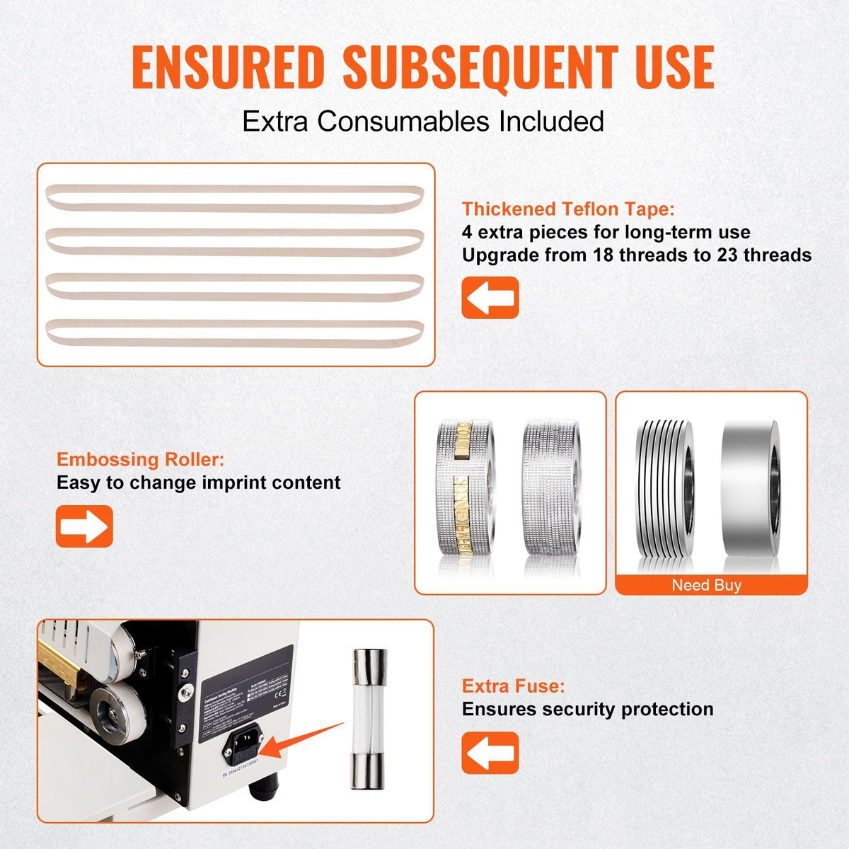 Continuous Bag Band Sealing Machine, 0.24-0.47 in/6-12 mm Seal Width, Horizontal Band Sealer Machine with Digital Temperature Control, Bag Sealer for 0.02-0.8 mm Plastic Bags with Count Function