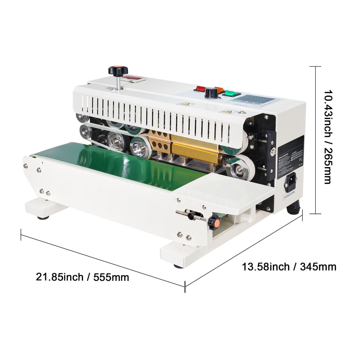 Continuous Bag Band Sealing Machine, 0.24-0.47 in/6-12 mm Seal Width, Horizontal Band Sealer Machine with Digital Temperature Control, Bag Sealer for 0.02-0.8 mm Plastic Bags with Count Function