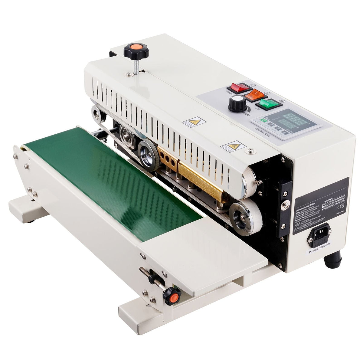 Continuous Bag Band Sealing Machine, 0.24-0.47 in/6-12 mm Seal Width, Horizontal Band Sealer Machine with Digital Temperature Control, Carbon Steel Bag Sealer for 0.02-0.8 mm Plastic Bags Films