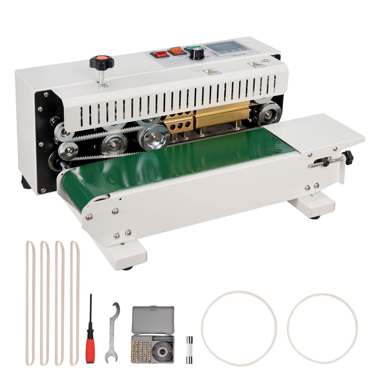 Continuous Bag Band Sealing Machine, 0.24-0.47 in/6-12 mm Seal Width, Horizontal Band Sealer Machine with Digital Temperature Control, Carbon Steel Bag Sealer for 0.02-0.8 mm Plastic Bags Films