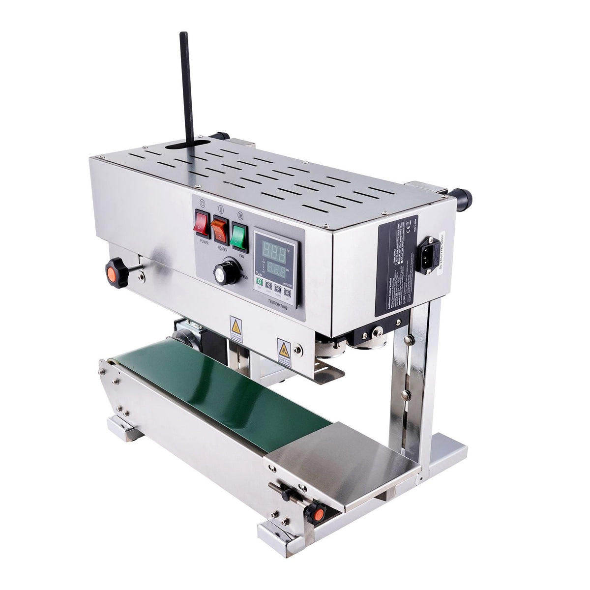 Continuous Bag Band Sealing Machine, 0.24-0.47 in/6-12 mm Seal Width, Vertical Band Sealer Machine with Digital Temperature Control, Stainless Steel Bag Sealer for 0.02-0.8 mm Plastic Bags Films