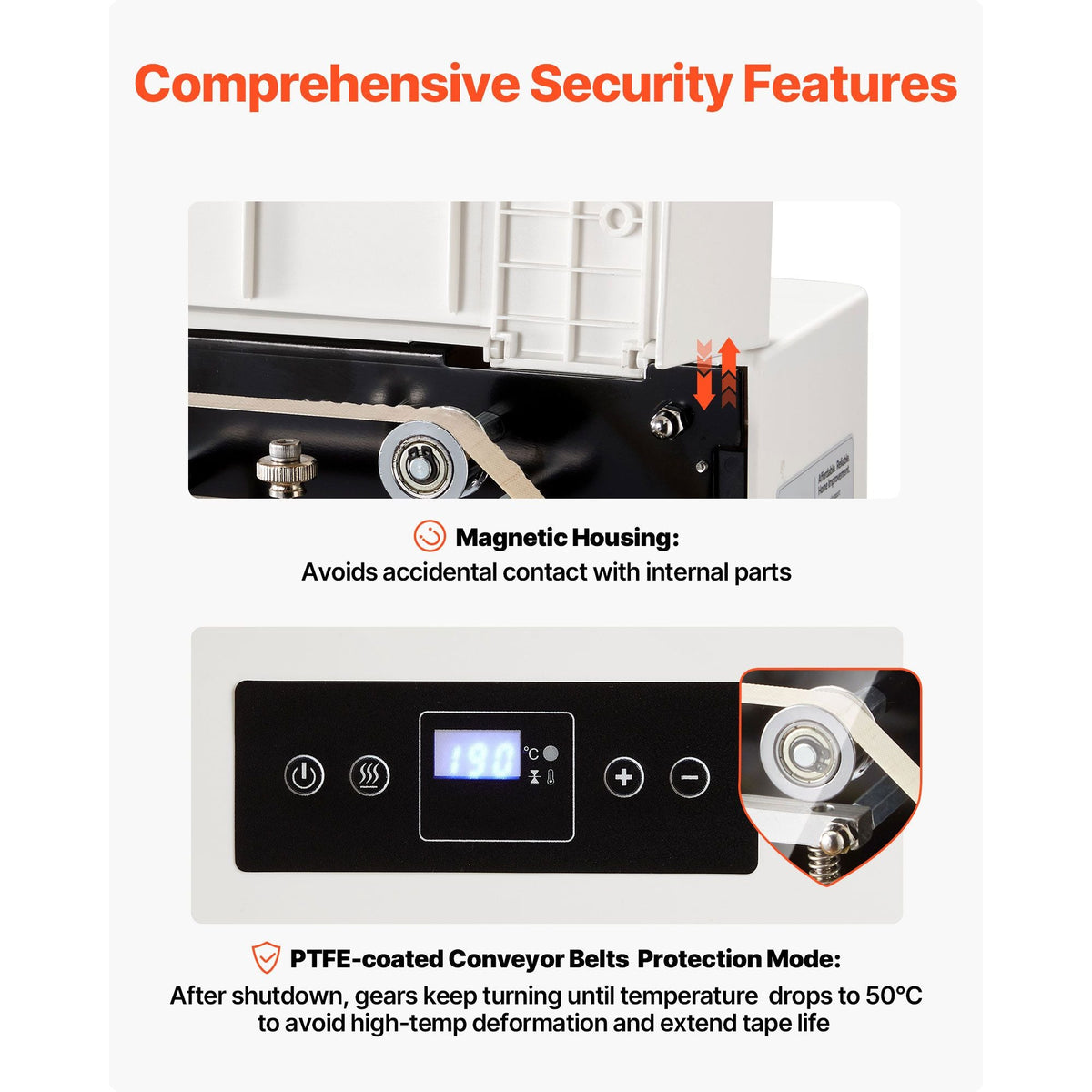 Continuous Sealing Machine, 0.32-0.47 in Seal Width, Automatic Continuous Band Sealer with Digital Temperature Control, Automatic Shutdown, Heat Sealing Machine for 0.002-0.0.008 in Plastic Bags
