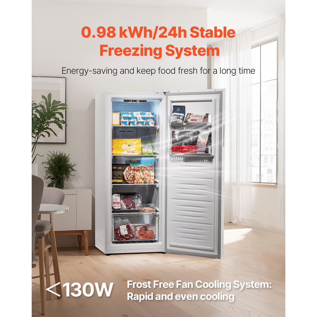 Convertible Freezer/Refrigerator, 11 Cu.Ft Frost Free Upright Freezer with Temp Control Panel, Reversible Door, Adjustable Glass Shelves and LED, Standing Fridge for Kitchen, Office, Garage