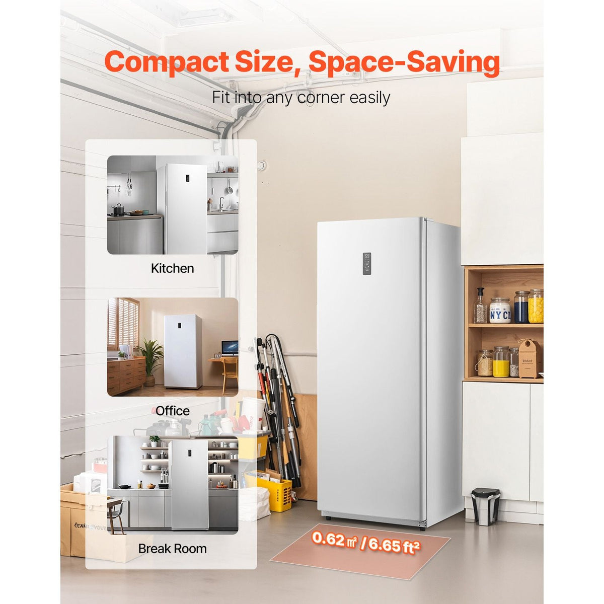 Convertible Freezer/Refrigerator, 20.2 Cu.Ft Frost Free Upright Freezer with Temp Control Panel, Door Open too Long Alarm, Adjustable Shelves and LED, Standing Fridge for Kitchen, Office, Garage