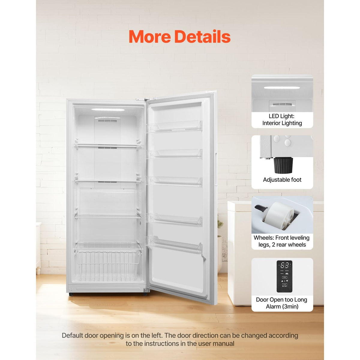 Convertible Freezer/Refrigerator, 20.2 Cu.Ft Frost Free Upright Freezer with Temp Control Panel, Door Open too Long Alarm, Adjustable Shelves and LED, Standing Fridge for Kitchen, Office, Garage