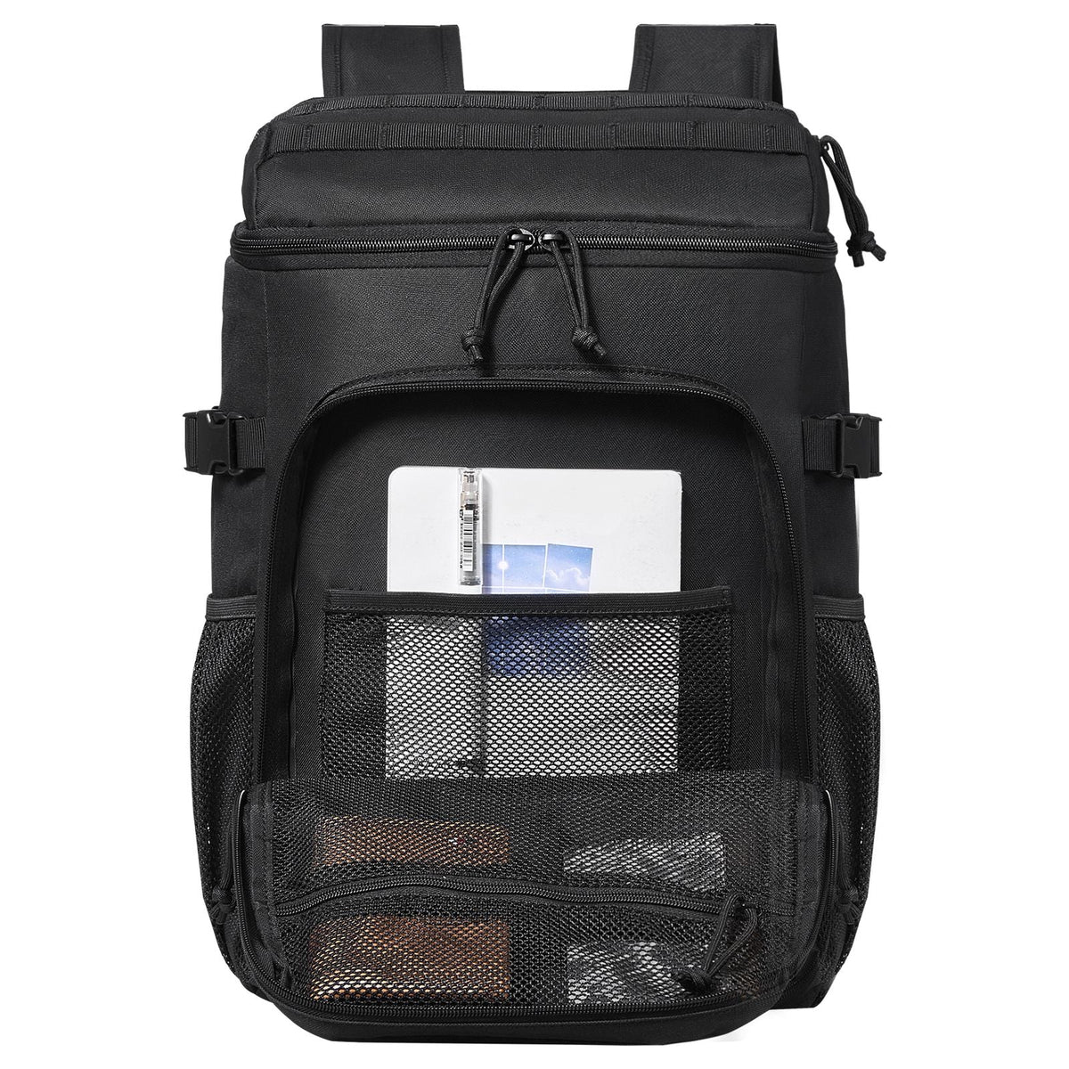 Cooler Bag, 25L Insulated Lunch Bag with Molle Design and Multi-pocket, 600D Cooler Lunch Box with Removable Storage Bags, Soft Cooler for Office, Picnic, Hiking, Beach or Beverage, Black