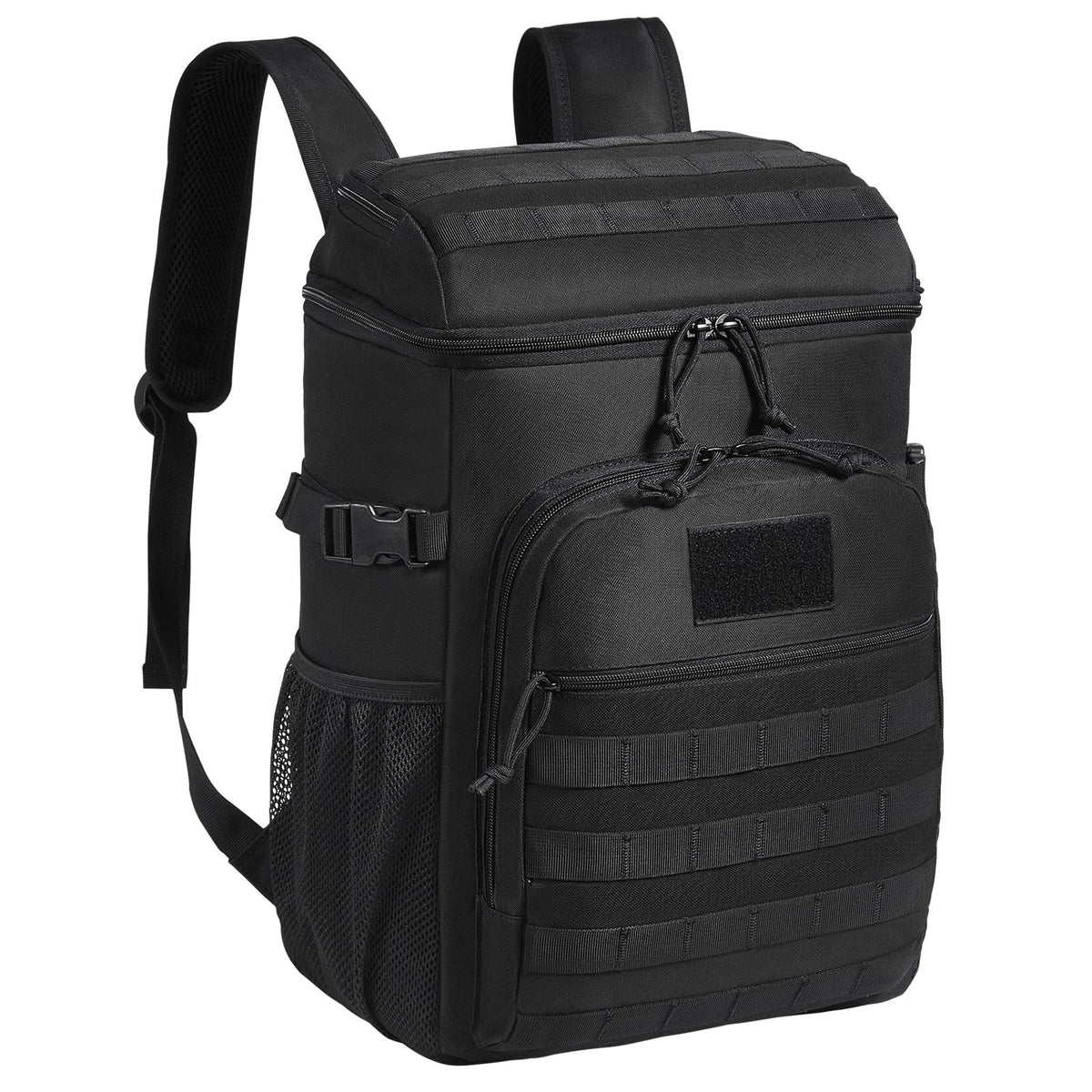 Cooler Bag, 25L Insulated Lunch Bag with Molle Design and Multi-pocket, 600D Cooler Lunch Box with Removable Storage Bags, Soft Cooler for Office, Picnic, Hiking, Beach or Beverage, Black