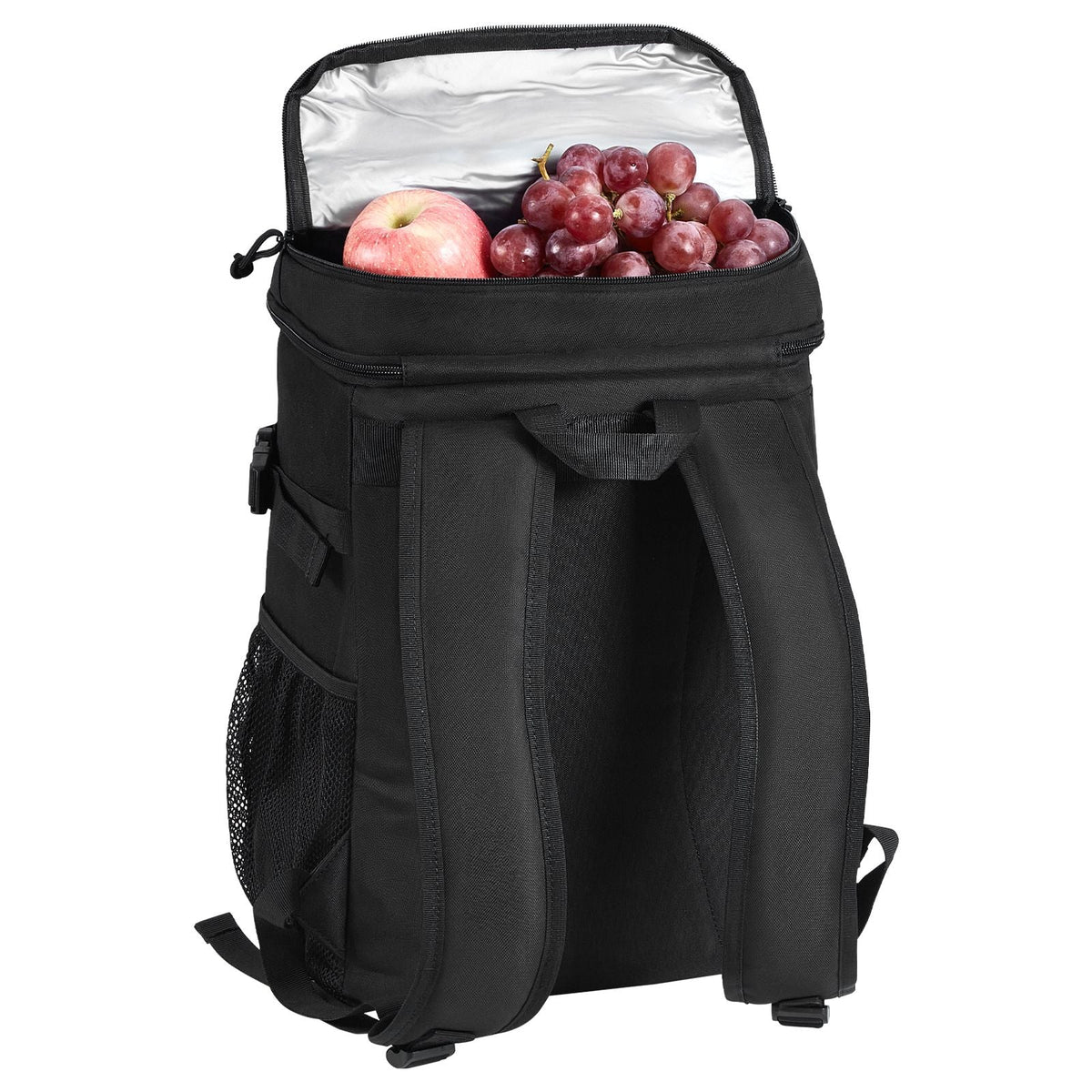 Cooler Bag, 25L Insulated Lunch Bag with Molle Design and Multi-pocket, 600D Cooler Lunch Box with Removable Storage Bags, Soft Cooler for Office, Picnic, Hiking, Beach or Beverage, Black
