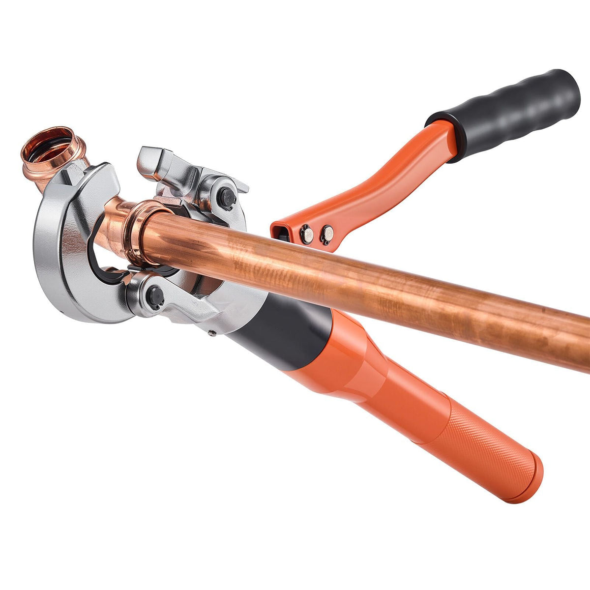 Copper Pipe Crimping Tool, Hydraulic Driven Pro Press Tool with 1/2", 3/4", 1" Jaws for Copper Tube & 3/8", 1/2", 5/8", 3/4", 1" Jaws for ASTM F1807 PEX Pipe Copper Ring - with Carrying Case