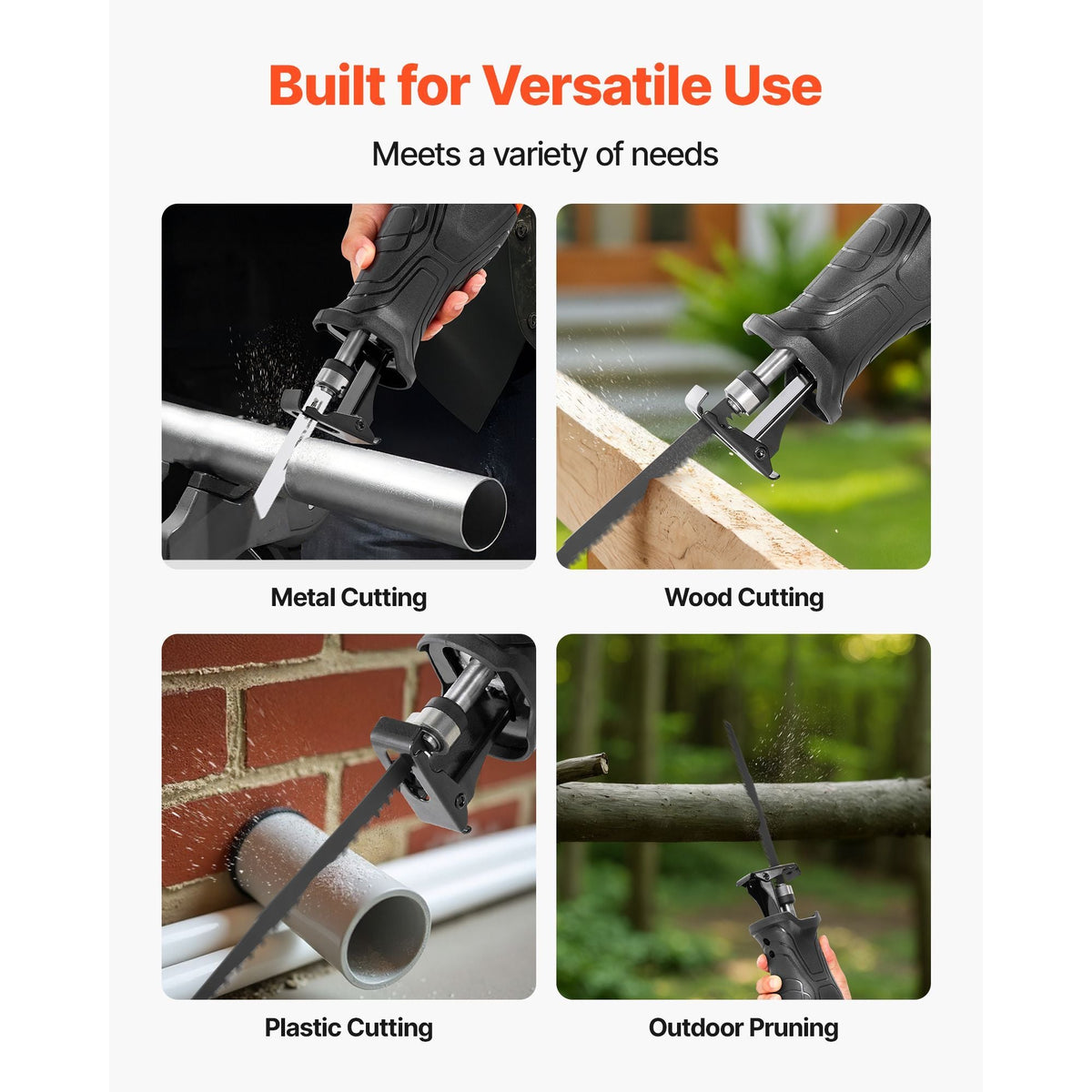 Corded Reciprocating Saw, 120 Volt 7.5 Amp, 2800 SPM Variable Speed, 1-1/8 inch Stroke Length, Electric Reciprocating Saw with 8 Blades and Carrying Bag, for Wood, Metal, and Plastic Cutting