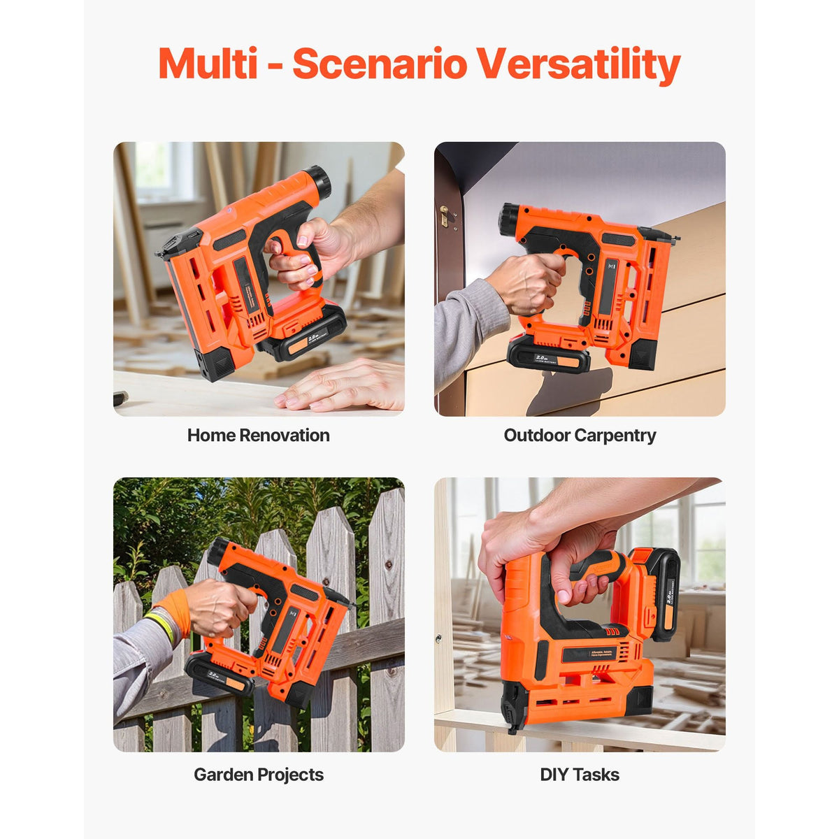 Cordless Brad Nailer, 2-in-1 Nail Gun Staple Gun, 18 Gauge 1-1/4 inch, Includes 500 Pcs Staples and 500 Pcs Nails, with Battery and Charger, Non-Slip Rubber Grip, for Woodworking DIY Projects