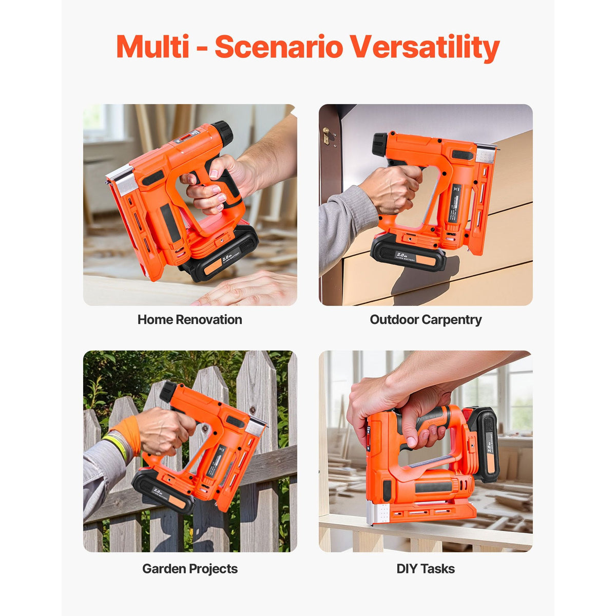 Cordless Brad Nailer, 2-in-1 Nail Gun Staple Gun, 18 Gauge 5/8 inch, Includes 1000 Pcs Staples and 1000 Pcs Nails, with Battery and Charger, Non-Slip Rubber Grip, for Woodworking DIY Projects