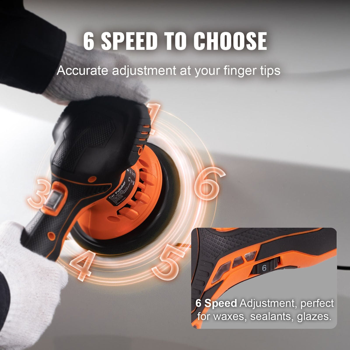 Cordless Buffer Polisher, with 2PCS 12V 4.0Ah Lithium Batteries, 6-inch Cordless Car Buffer Polisher Waxer 6 Variable Speed 5200RPM, 4 Polishing Pads for Car Detailing, Sanding, Polishing, Waxin