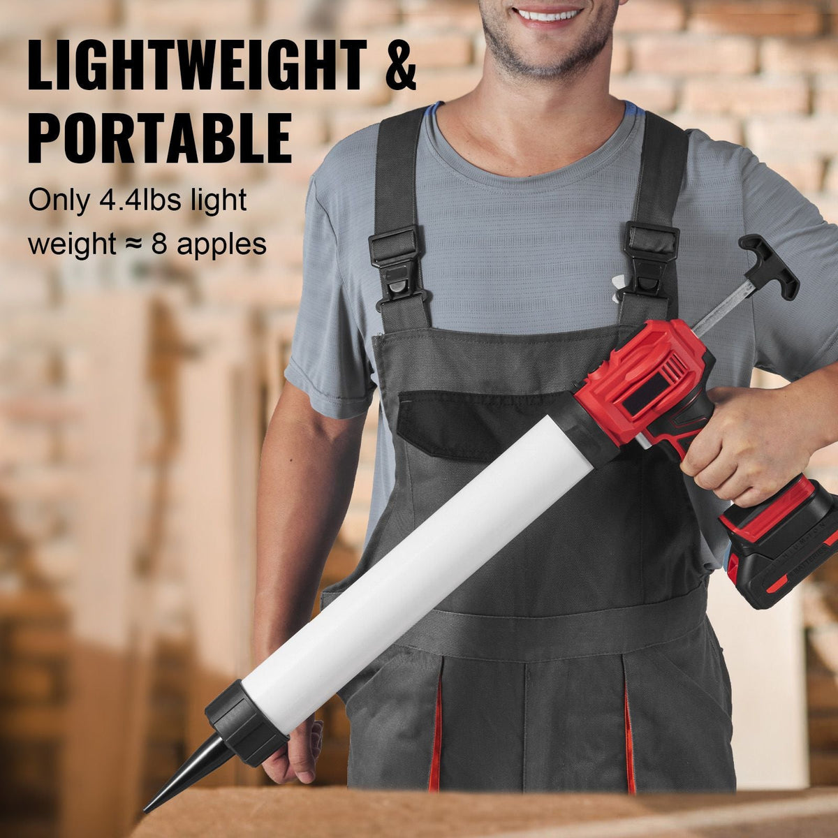 Cordless Caulking Gun 20oz/600ml, 20V Electric Sausage Caulking Gun with 4 Adjustable Speeds, Anti-Drip Battery Powered Caulk Gun & 2.0AH Battery, Fast Charger, LED Light for Filling, Sealing