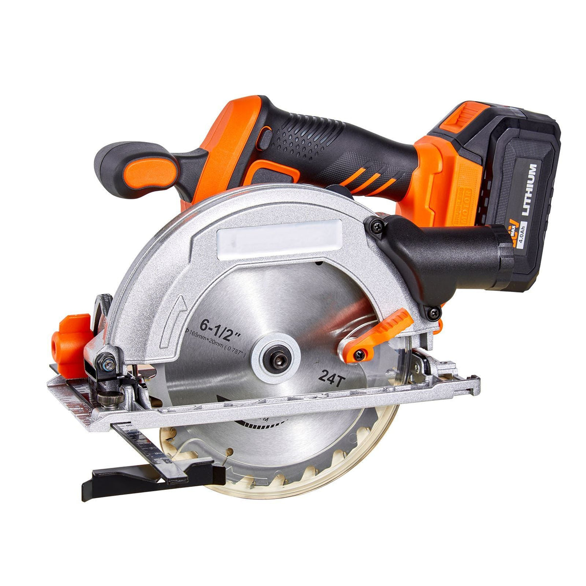 Cordless Circular Saw, 6-1/2 inch Blade, 4700 RPM Speed, 0-45 Degree Bevel Capability, Brushless Motor, LED Light, Electric Circular Saw Kit with Battery and Charger Included, for Wood Cutting