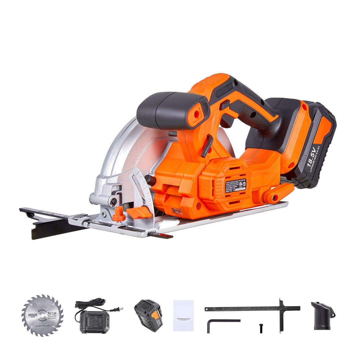 Cordless Circular Saw, 7-1/4 inch Blade, 5000 RPM Speed, 0-45 Degree Bevel Capability, Brushless Motor, LED Light, Electric Circular Saw Kit with Battery and Charger Included, for Wood Cutting