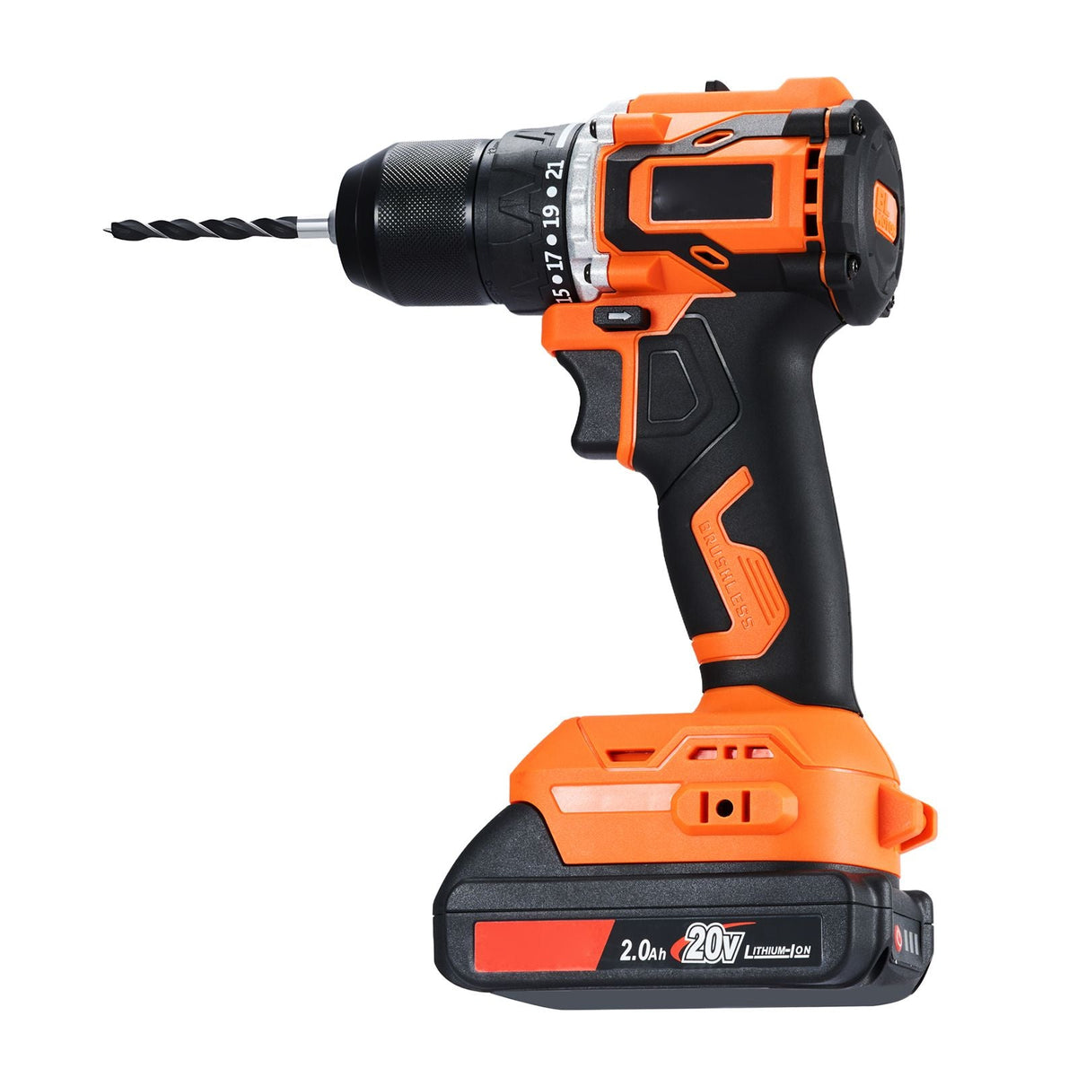 Cordless Drill Driver, 1/2 inch Metal Chuck, Brushless Motor, Dual-Speed Variable, Drill Driver Kit with Lithium Battery and Charger, Tool Box, for Wood and Metal Drilling, Screw Driving