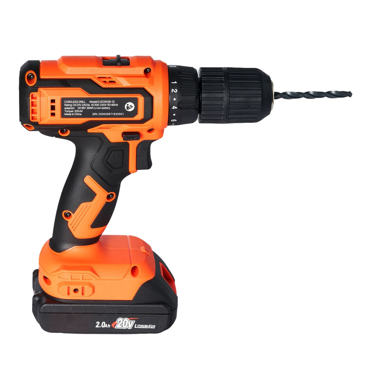 Cordless Drill Driver, 1/2 inch Metal Chuck, Dual-Speed Variable, Drill Driver Kit with Lithium Battery and Charger, Belt Clip, for Wood and Metal Drilling, Screw Tightening or Loosening