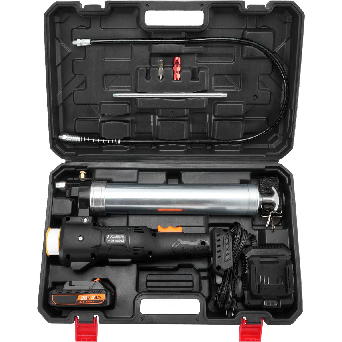 Cordless Grease Gun, 20-Volt, 10,000 PSI, 39" Long Hose, Electric Grease Gun Kit Professional High Pressure Battery Powered Grease Gun with Carrying Case, Battery and Charger Included, Black