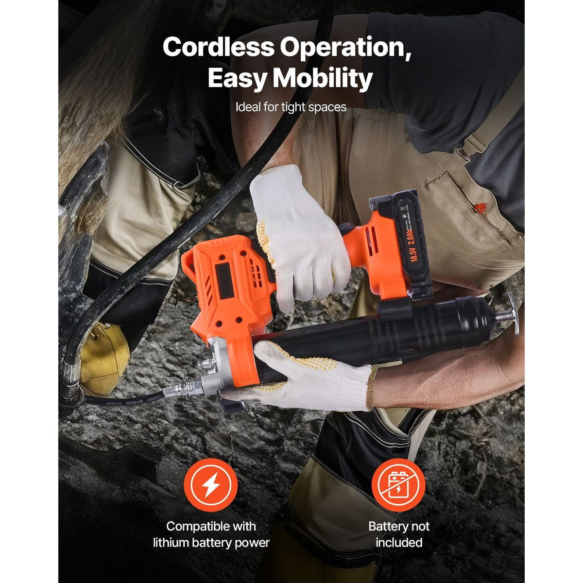 Cordless Grease Gun, 8000 PSI Max Pressure, Battery Operated Grease Gun with LED Light & 35.4-inch Long Hose, Compatible with 18V Makita Batteries, For Greasing Vehicles or Machines(Tool Only)