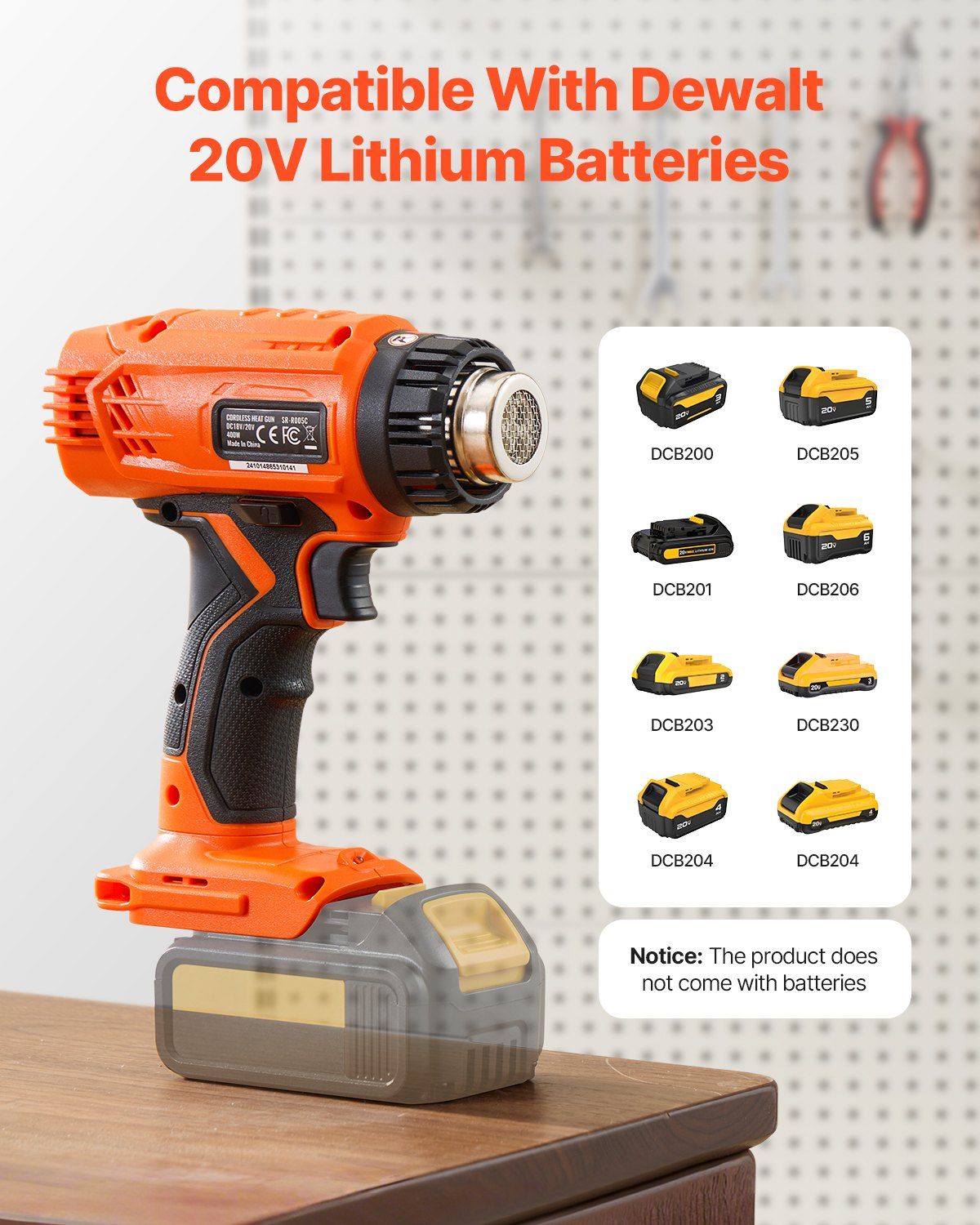 Cordless Heat Gun Hot Air Gun with LCD Display Multi-Level Temp & 4 Nozzle