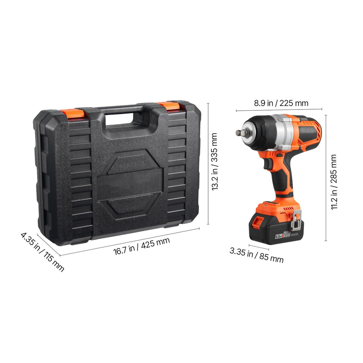 Cordless Impact Wrench, 958.8 ft-lbs / 1300 N·m High Torque, 1/2 inch, 20V Electric Impact Wrench with Brushless Motor, 2 x 4Ah Batteries, Charger, 5 Sockets and Belt Clip, for Car Tire Truck