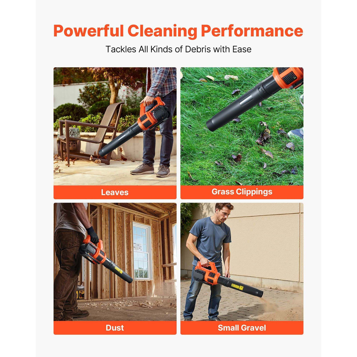 Cordless Leaf Blower, 20V Powerful Electric Leaf Blower with 2.0Ah Battery, Fast Charging & Quiet Operation, 2 Speed Control, 450 CFM/110 MPH Lightweight Powered Blowers for Leaves Lawn Care