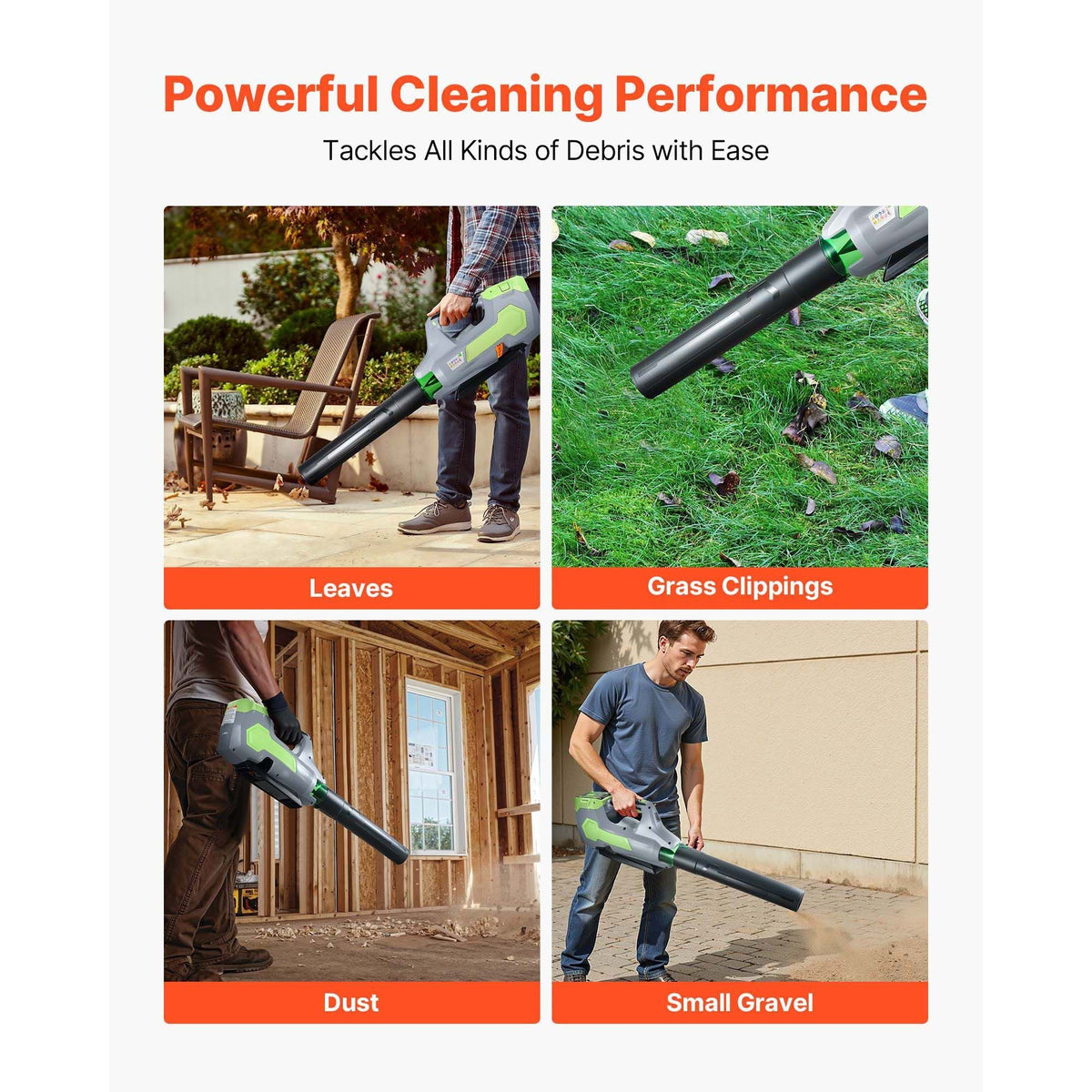 Cordless Leaf Blower, 60V Powerful Electric Leaf Blower with 5.0Ah Battery, Fast Charging & Quiet Operation, 3 Speed Control, 650 CFM/125 MPH Lightweight Powered Blowers for Leaves Lawn Care