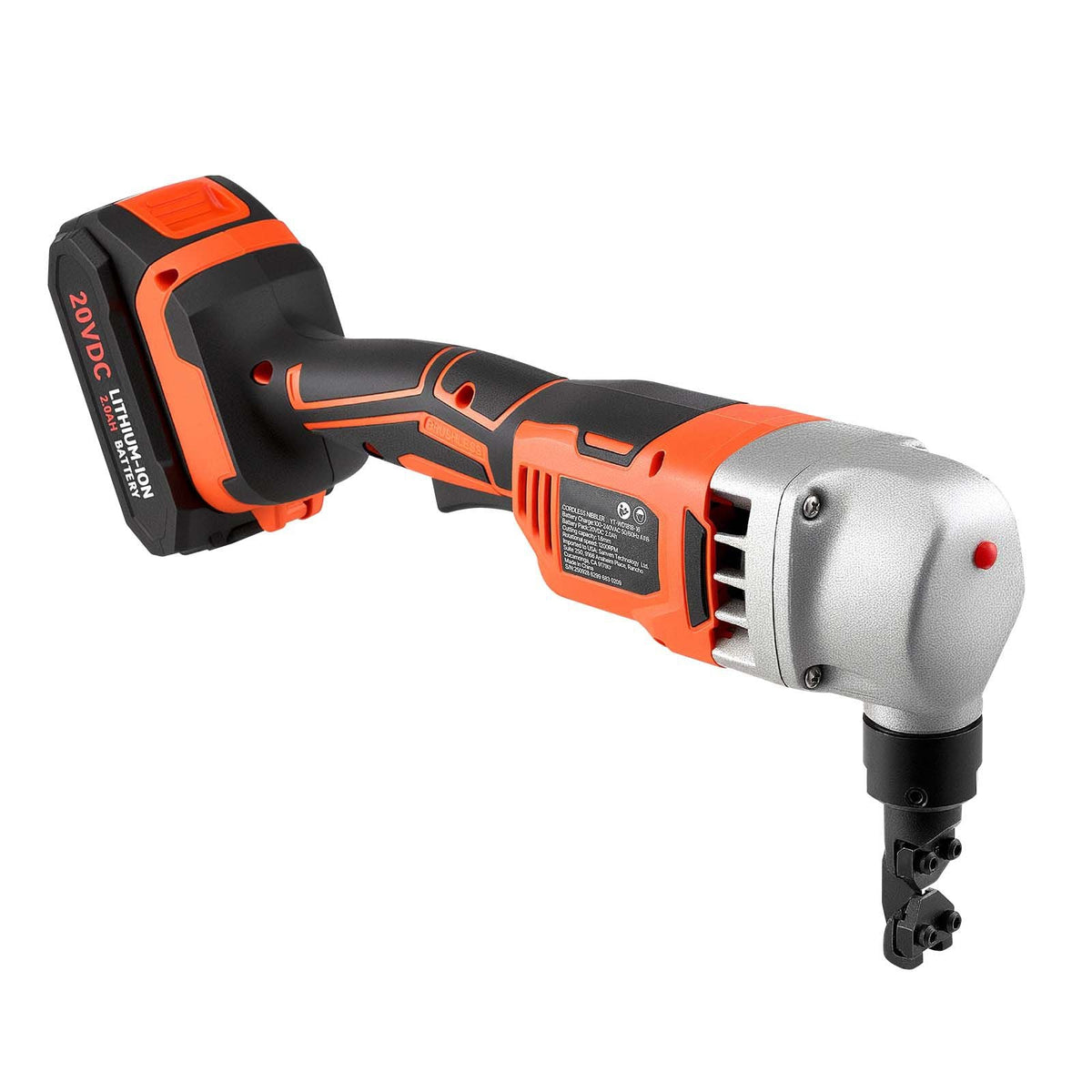 Cordless Metal Nibbler, with 18 V 2000 mAh Battery, 1200 RPM Brushless Motor, Electric Nibbler Metal Cutter with Plastic Carrying Case for Cutting Stainless Steel, Aluminum, and Copper Sheet